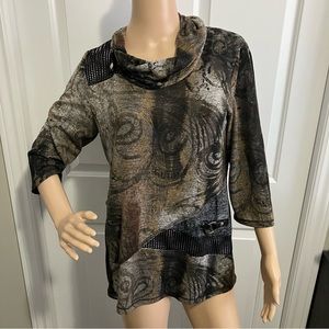 Black & brown lightweight sparkly top
